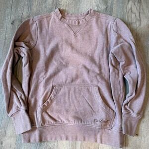 Carhartt Brown Washed Cotton Pullover Sweatshirt Pouch Pocket Size S 4-6